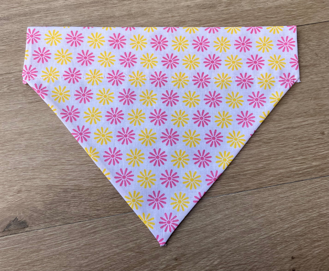 White with pink and yellow flowers