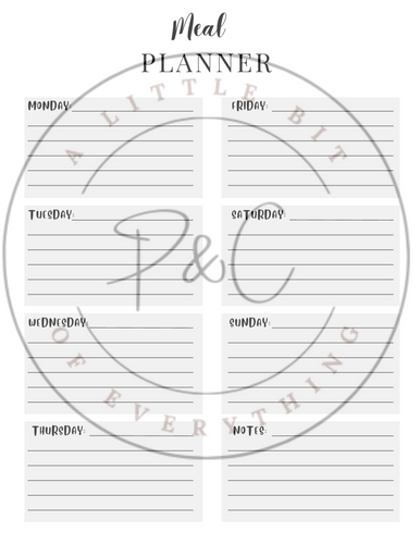 Digital Download: Weekly Meal Planner