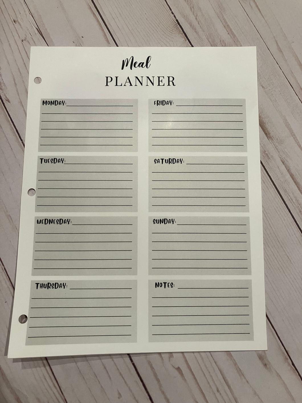 Laminated: Meal plan