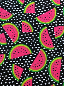 Watermelon- Black with white poka dots